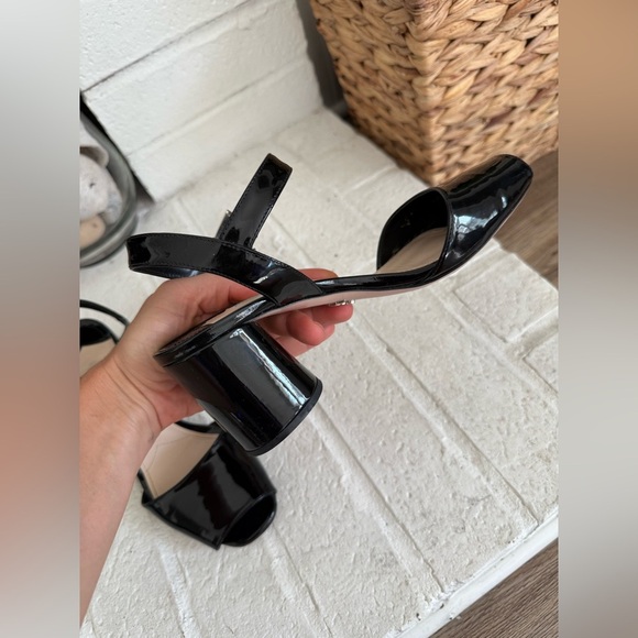 PRADA Round Heel Ankle Strap Slingback Sandal Shoe 36 - 5.5 Black Patent - Picture 11 of 14